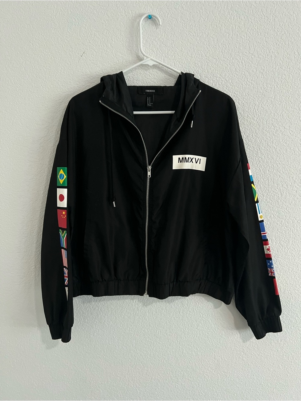Forever 21 Black Zip-Up Jacket with Silver Hardware
